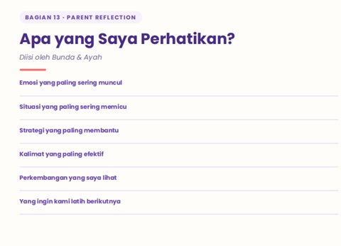 Emotion Kit: Parent Reflection: lembar refleksi untuk Bunda dan Ayah